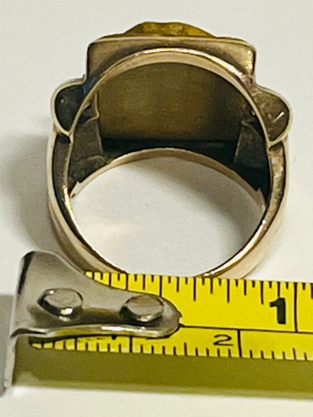Men’s 10k Gold Tigers Eye Ring Flanked by Round Diamonds | Cameo Ring | Size 13